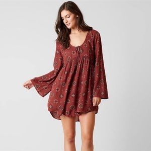 Long Sleeve Deep V Mini Dress